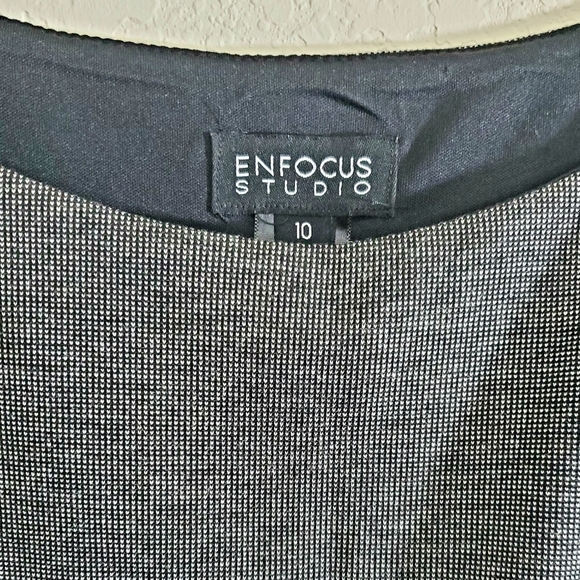 Enfocus Studio Womens Gray and Black Short Dress with Buttons on side - Picture 2 of 4